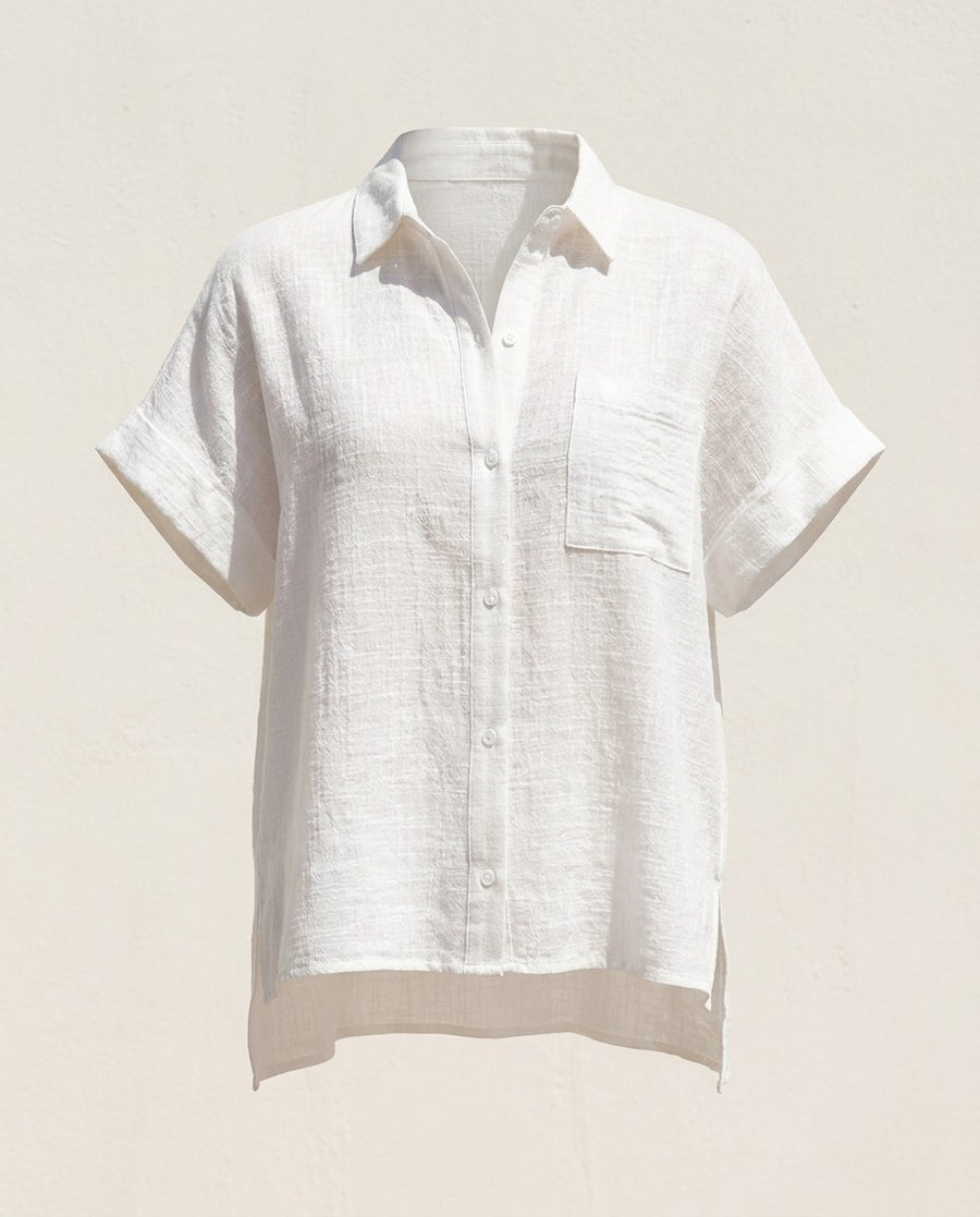 Short-Sleeve Linen Blouse, product photo, no model